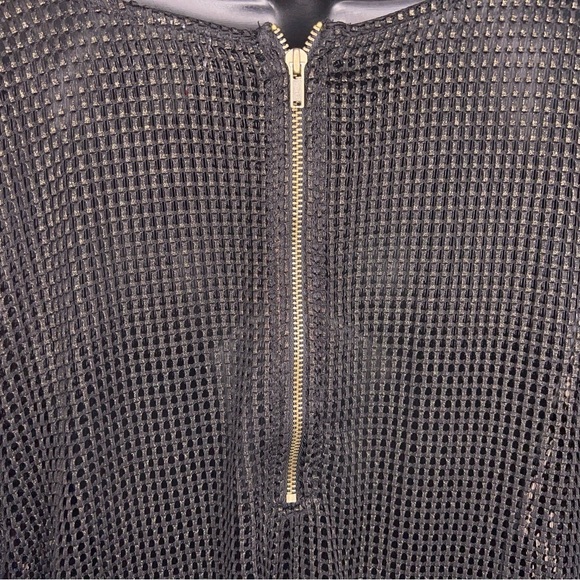 LARGE ROCK AND REPUBLIC BLACK GOLD SHIMMER MESH TOP GOTH PUNK BIKER - Picture 9 of 11